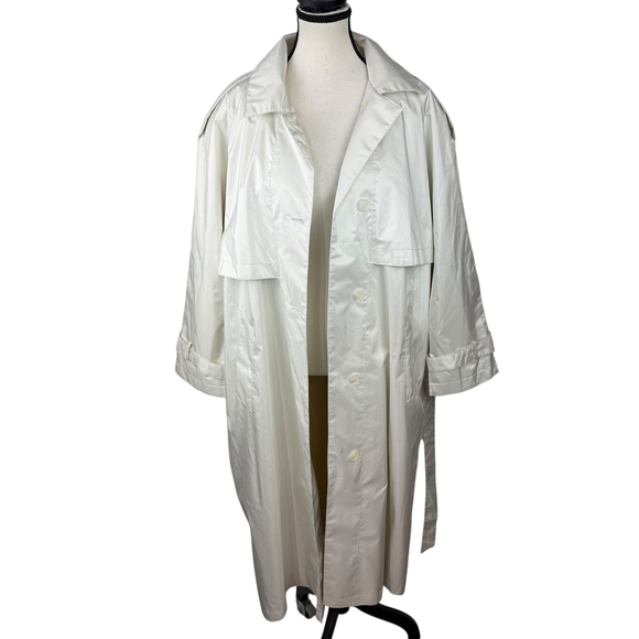 Worthington Essentials Women’s L Off-White Lightweight Trench Coat Quiet Luxury - Picture 3 of 14